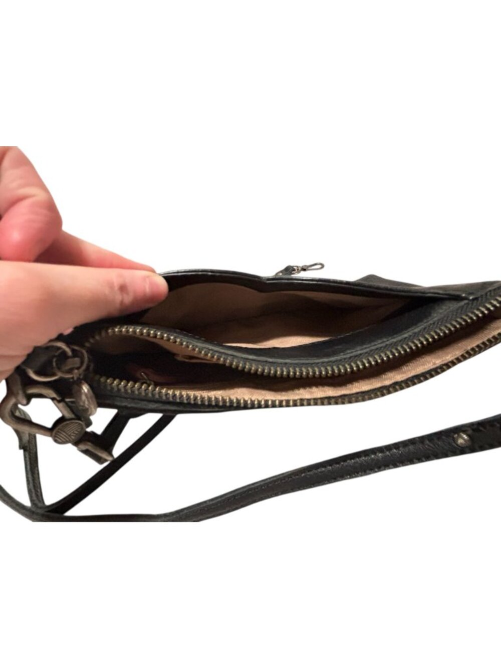 The Sak Black Leather Crossbody Bag Purse Studded Adjustable Removable Strap - Picture 6 of 10